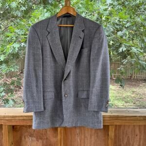 Burberry London Men's Grey Plaid Wool Sports Coat Size 42R